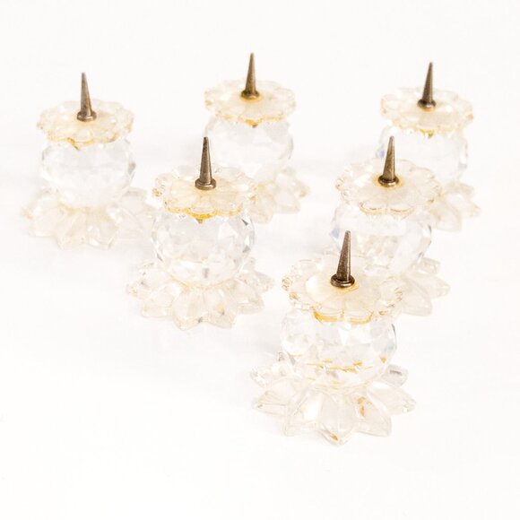 Set of 6 SWAROVSKI Crystal Mini Candle Holders Pin Footed Vintage Candlestick - Picture 1 of 3